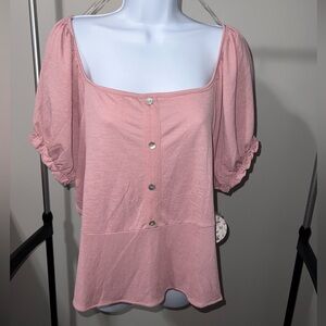 Pink Button-Front Women's Top